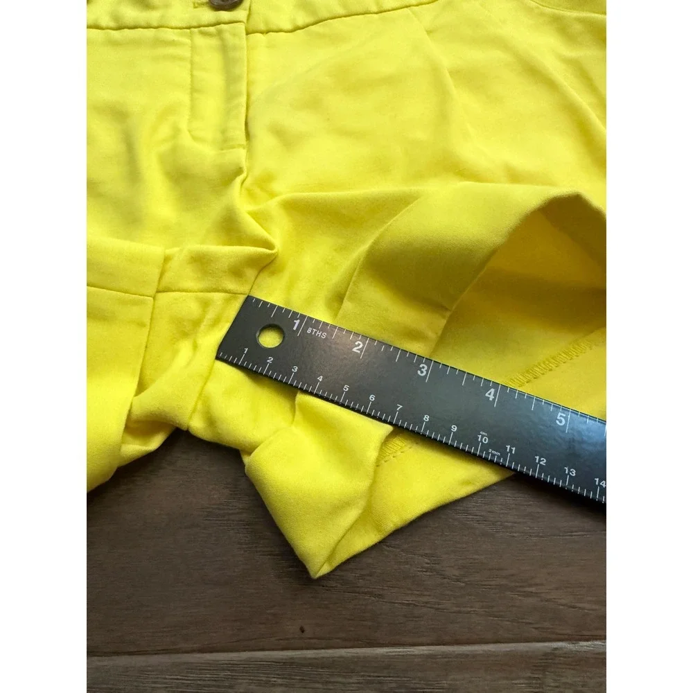Vince Camuto Womens Yellow Pleated Cuffed Shorts Size 2 Mid Rise Solid Summer